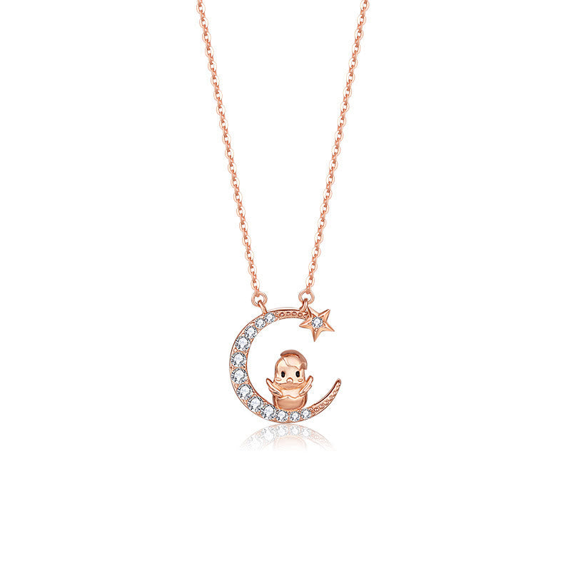 FuAttract Calm & Luck Crescent Moon Silver Zircon Chinese Zodiac Necklace With Horse Earrings - Rooster Necklace - image 27