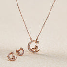 FuAttract Calm & Luck Crescent Moon Silver Zircon Chinese Zodiac Necklace With Horse Earrings - image 2