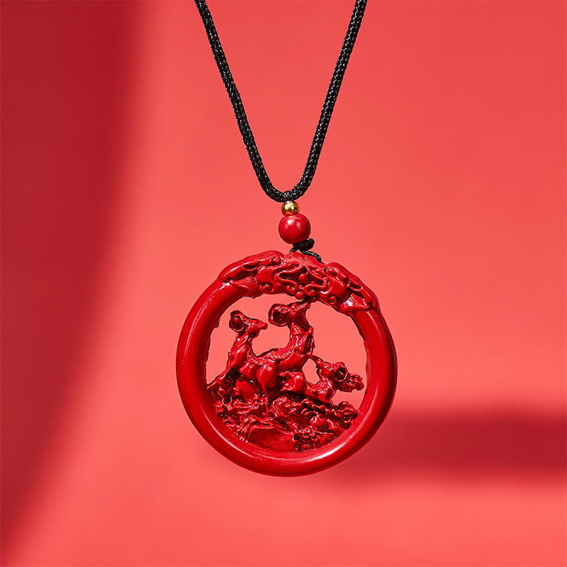 FuAttract Luck Harmony Protection Chinese Zodiac Cinnabar Ping An Buckle Necklace - Goat - image 16