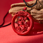 FuAttract Luck Harmony Protection Chinese Zodiac Cinnabar Ping An Buckle Necklace - image 1