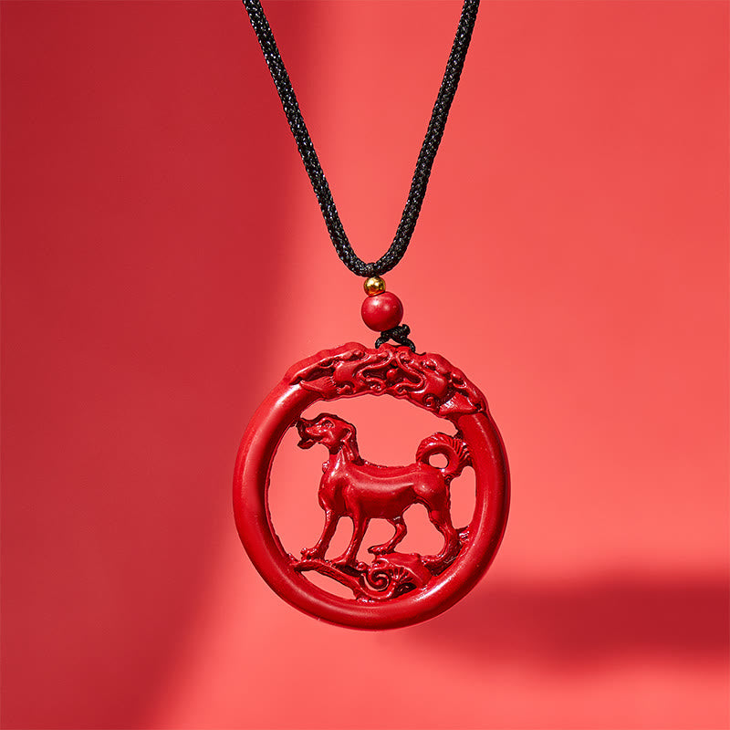 FuAttract Luck Harmony Protection Chinese Zodiac Cinnabar Ping An Buckle Necklace - Dog - image 19