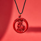 FuAttract Luck Harmony Protection Chinese Zodiac Cinnabar Ping An Buckle Necklace - Horse - image 0
