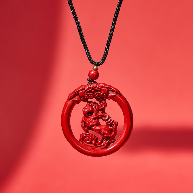 FuAttract Luck Harmony Protection Chinese Zodiac Cinnabar Ping An Buckle Necklace - Horse - image 0