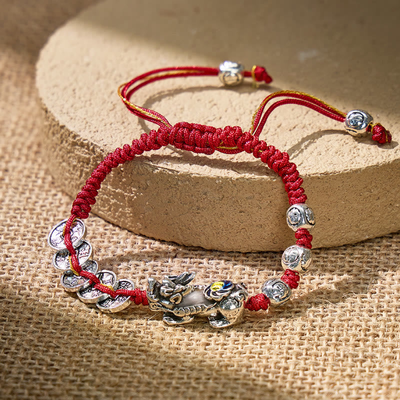 FuAttract Wealth & Protection Red String Bracelet – Pixiu Energy Flow Charm - Red - image 0