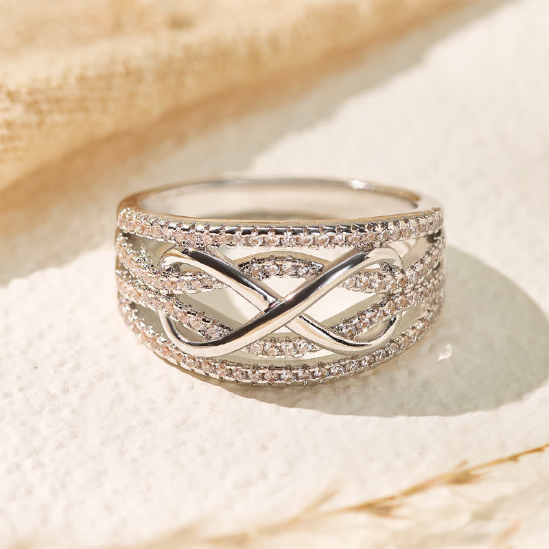 FuAttract Self-Love Energy Emotional Healing Infinity Adjustable Ring  - Silver - US 12 - image 3