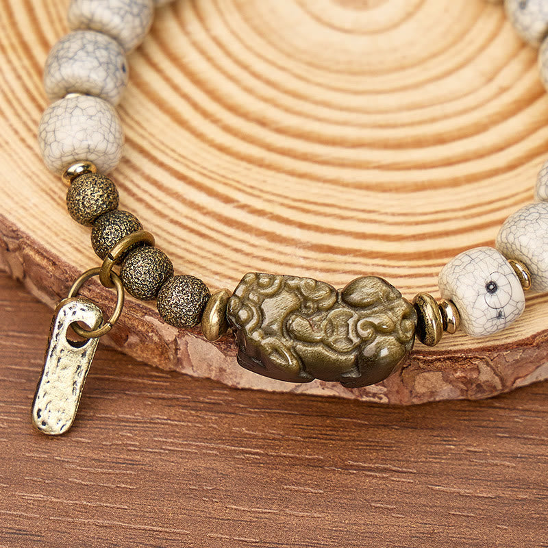 FuAttract Protection & Wealth Yak Bone Golden Obsidian Pixiu Energy Power Bracelet  - image 5