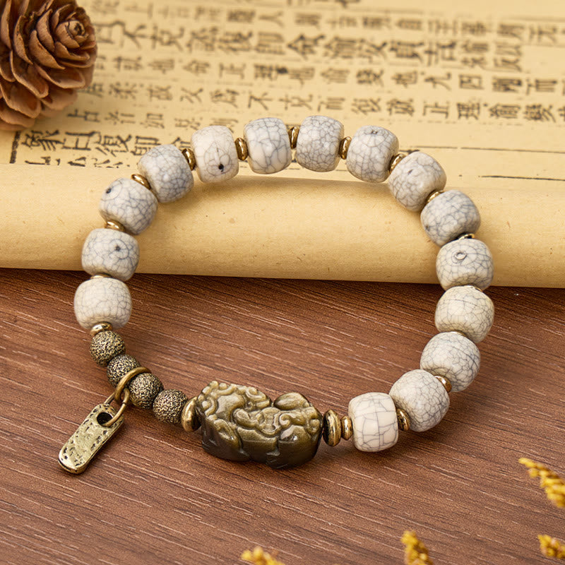 FuAttract Protection & Wealth Yak Bone Golden Obsidian Pixiu Energy Power Bracelet  - 10mm - image 0