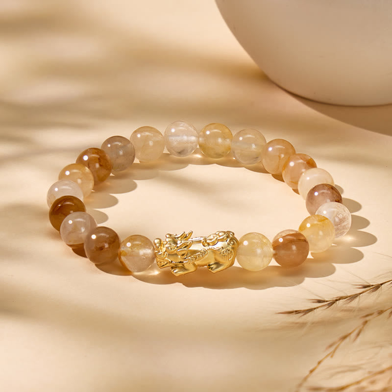 FuAttract Abundance & Positivity Energy Yellow Glue Flower Pixiu Bracelet  - 8mm - image 0