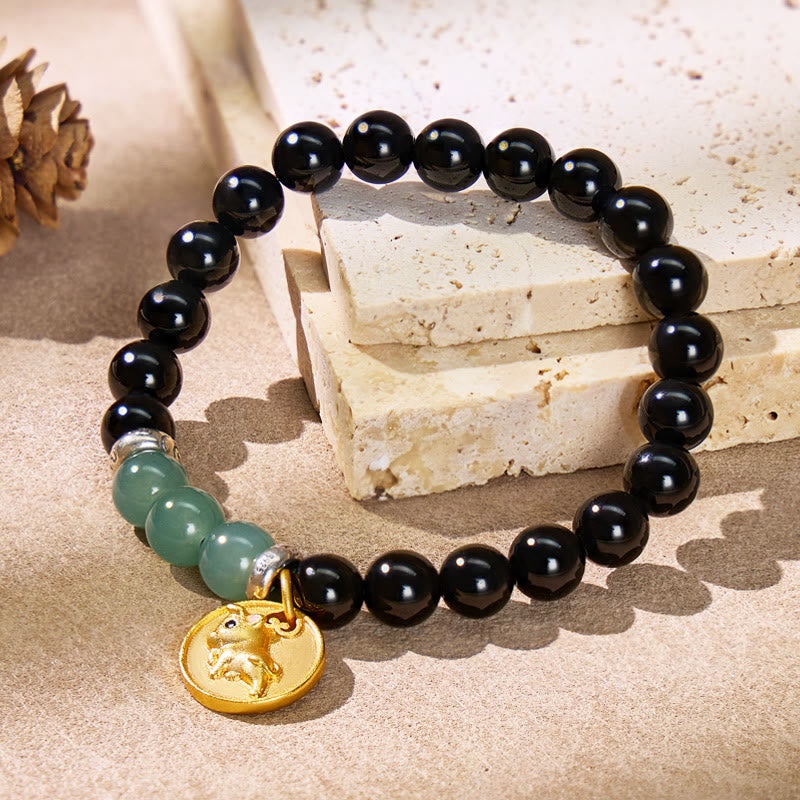 FuAttract Balance Protection Chinese Zodiac Black Onyx & Blue Chalcedony Bracelet - image 2
