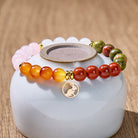 FuAttract Grounding & Growth Chinese Zodiac Rose Quartz White Jade Unakite Red Wood Grain Bracelet  - image 3