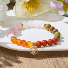 FuAttract Grounding & Growth Chinese Zodiac Rose Quartz White Jade Unakite Red Wood Grain Bracelet  - image 2