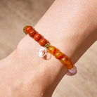 FuAttract Grounding & Growth Chinese Zodiac Rose Quartz White Jade Unakite Red Wood Grain Bracelet  - image 4