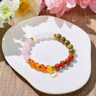 FuAttract Grounding & Growth Chinese Zodiac Rose Quartz White Jade Unakite Red Wood Grain Bracelet  - Rabbit - image 0