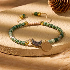 FuAttract Calm & Energy Crescent Moon Bracelet – Multi-Stone Healing Collection - Green Dalmatian Stone - image 0
