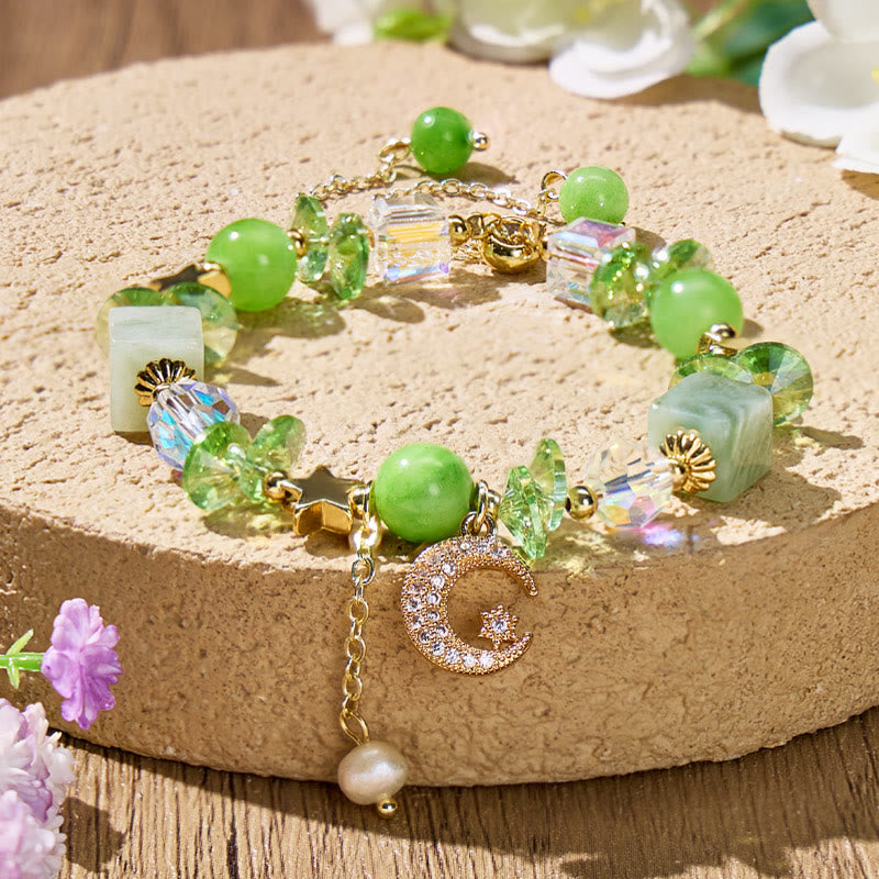 FuAttract Calm Energy & Emotional Balance Crescent Moon Crystal Bracelet - Green - image 0