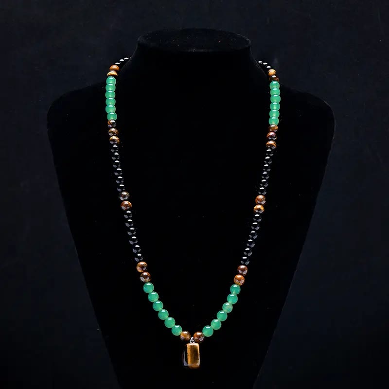 FuAttract Black Obsidian Green Aventurine & Tiger's Eye Necklace – Protection Growth & Courage  - image 4