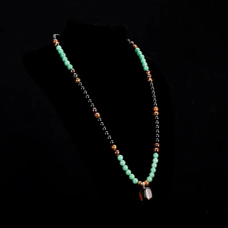 FuAttract Black Obsidian Green Aventurine & Tiger's Eye Necklace – Protection Growth & Courage  - image 5