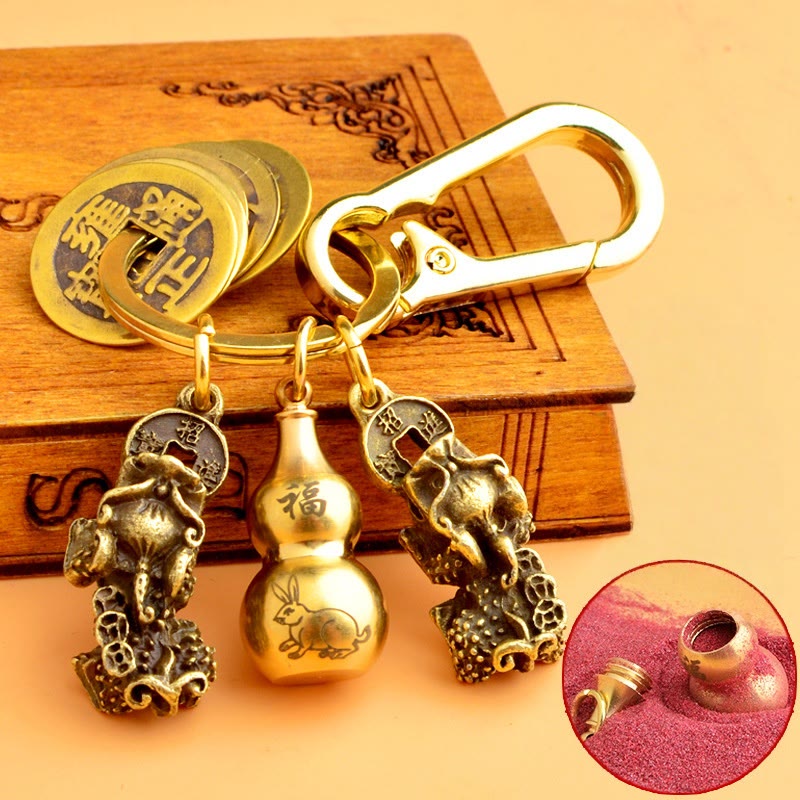 FREE Today: Fortune Protection Prosperity Flow Brass Chinese Zodiac Keychain with Pixiu - Rabbit - image 0