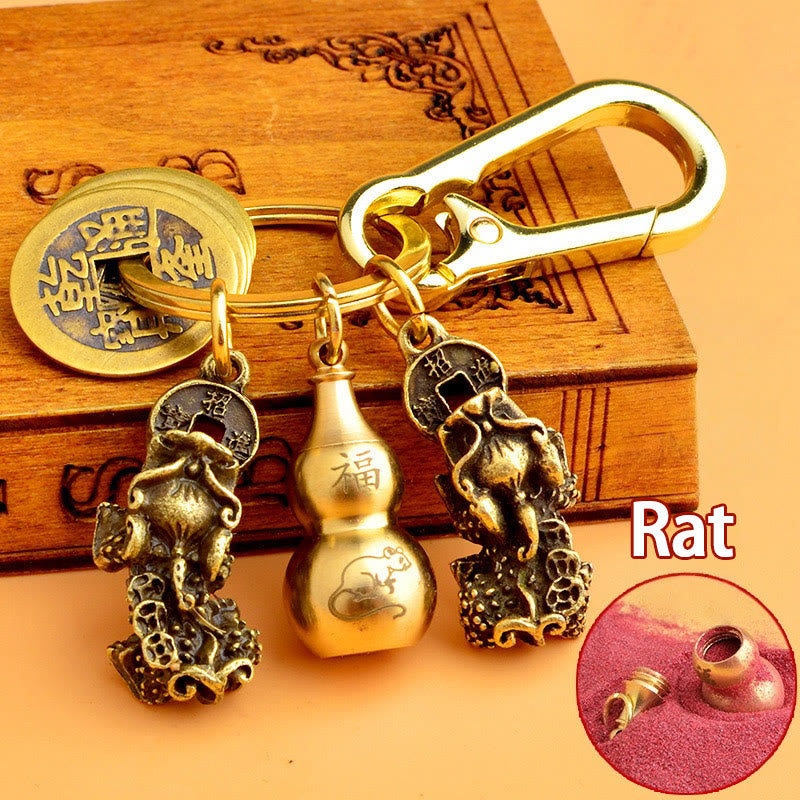 FREE Today: Fortune Protection Prosperity Flow Brass Chinese Zodiac Keychain with Pixiu - Rat - image 13