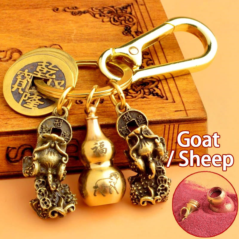 FREE Today: Fortune Protection Prosperity Flow Brass Chinese Zodiac Keychain with Pixiu - Goat - image 19