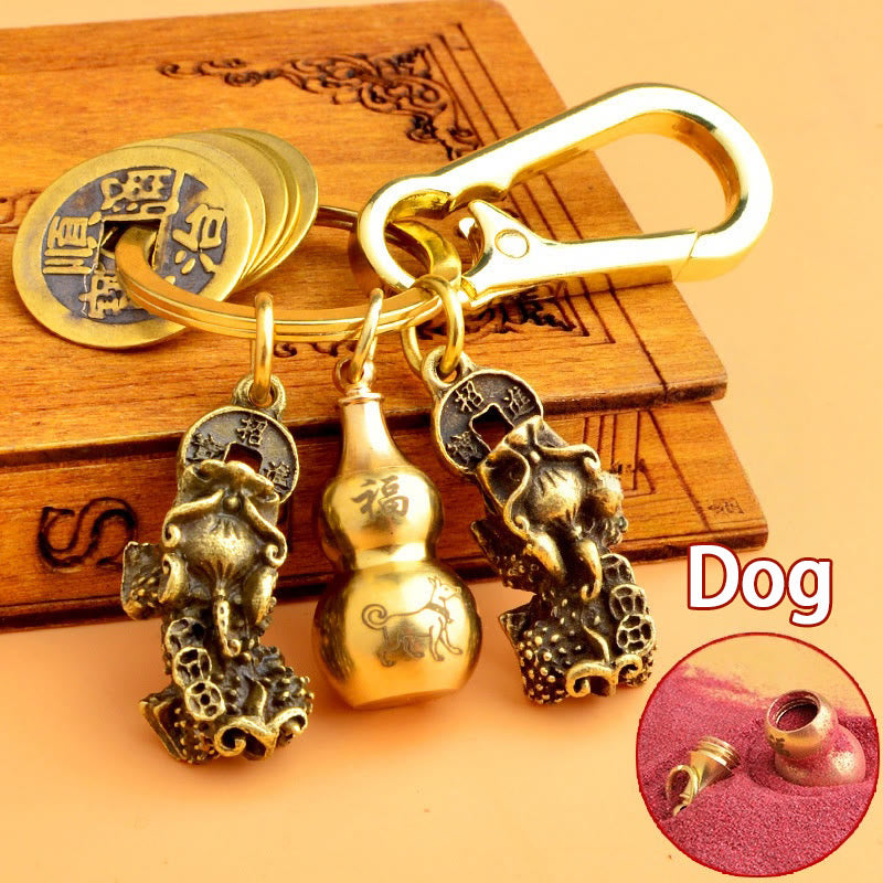 FREE Today: Fortune Protection Prosperity Flow Brass Chinese Zodiac Keychain with Pixiu - Dog - image 22