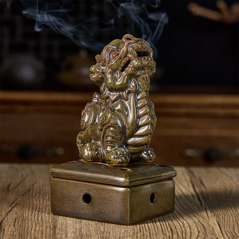 FuAttract Prosperity & Energy Pixiu Wealth Ceramic Incense Burners Desktop Ornaments - Green - image 0