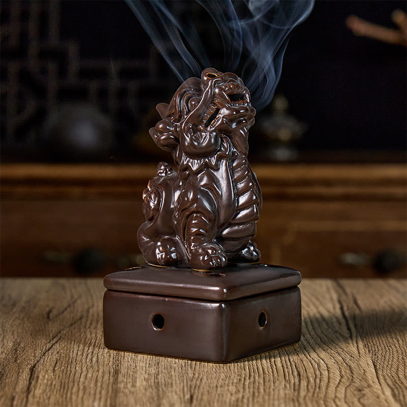 FuAttract Prosperity & Energy Pixiu Wealth Ceramic Incense Burners Desktop Ornaments - Black - image 6