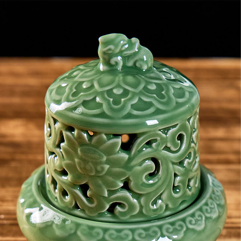 FuAttract Wealth Protection & Energy Balance Pixiu Celadon Incense Burners - image 5