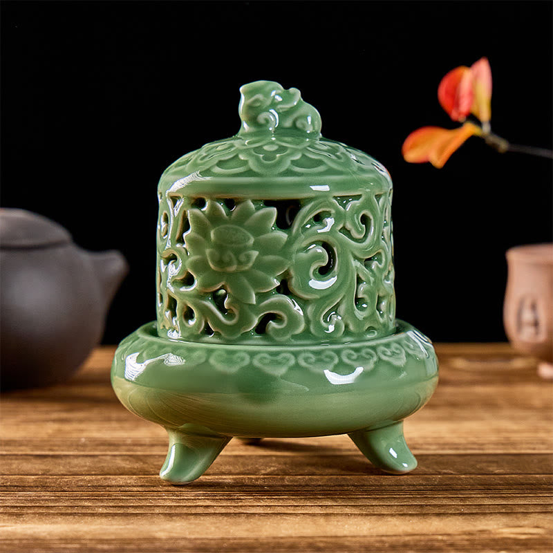 FuAttract Wealth Protection & Energy Balance Pixiu Celadon Incense Burners - image 1