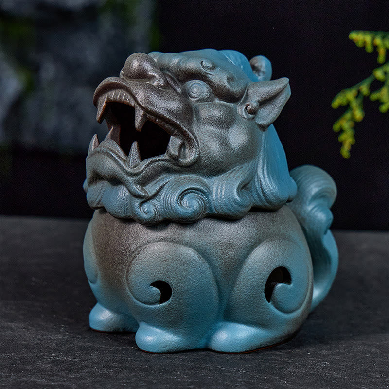 FuAttract Ceramic Wealth Attraction Decor Pixiu Incense Burners for Home Ritual  - Blue - image 0