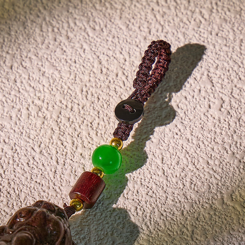 FuAttract Protective Wealth Luck Lightning-Struck Jujube Wood Pixiu Keychain - image 5