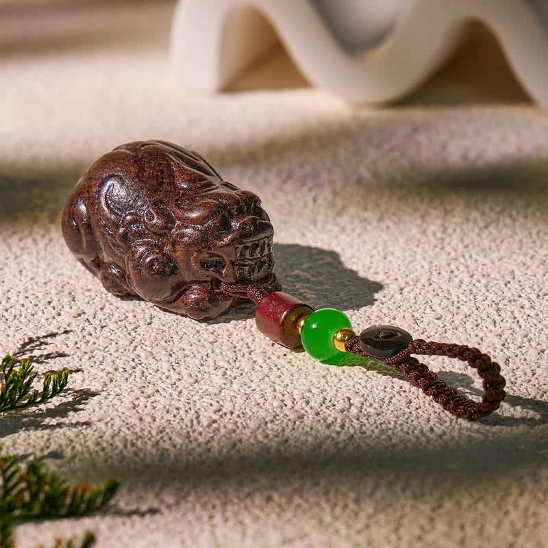 FuAttract Protective Wealth Luck Lightning-Struck Jujube Wood Pixiu Keychain - Lightning-Struck Jujube Wood - image 0