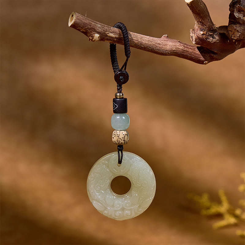 FuAttract Hetian Jade Pixiu Keychain – Ping An Buckle for Wealth & Fortune - Hetian Jade - image 0