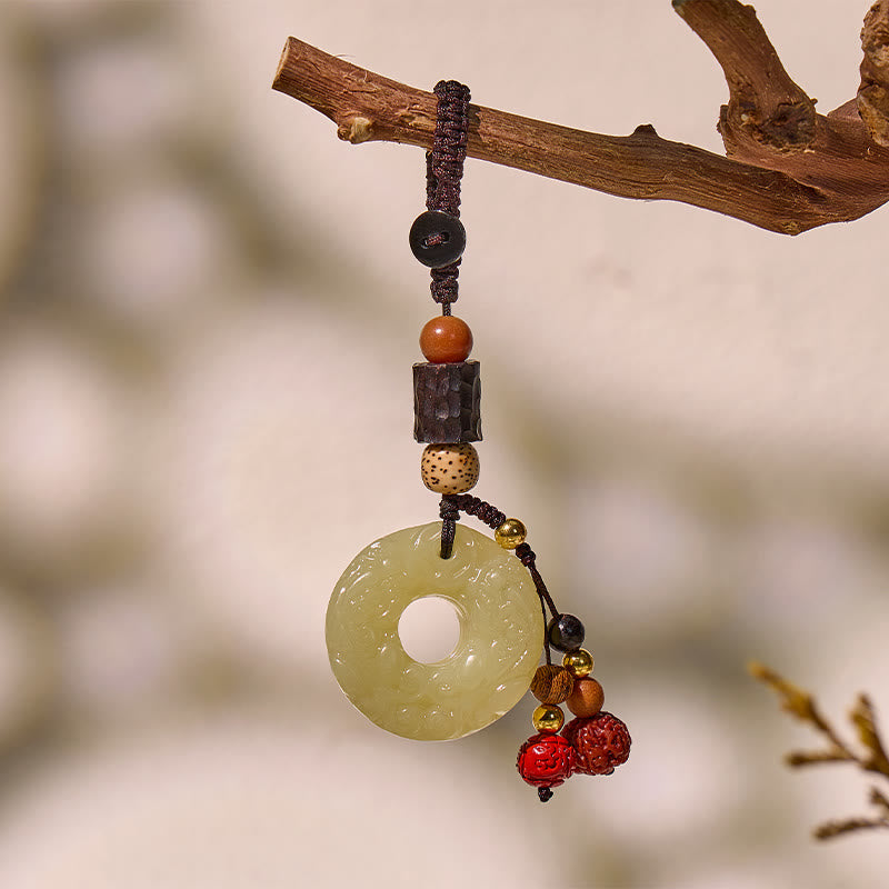 FuAttract Harmony & Protection Hetian Jade Ping An Buckle Pixiu Keychain  - Ebony - image 10