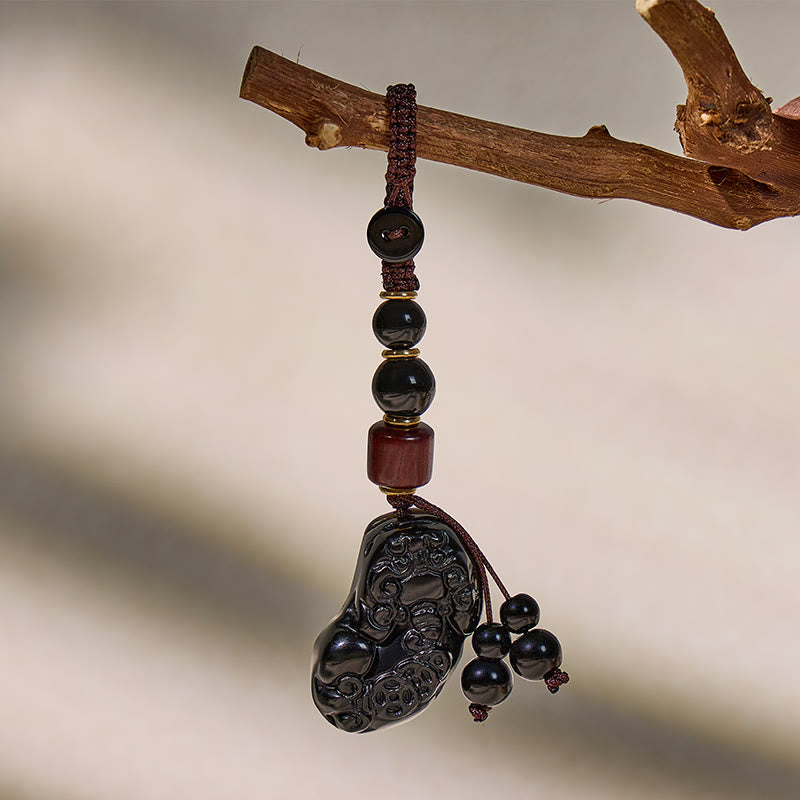 FuAttract Jade & Black Obsidian Pixiu Keychain – Harmony Protection & Wealth Energy - image 12
