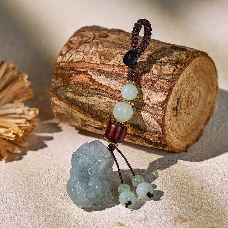 FuAttract Jade & Black Obsidian Pixiu Keychain – Harmony Protection & Wealth Energy - image 2