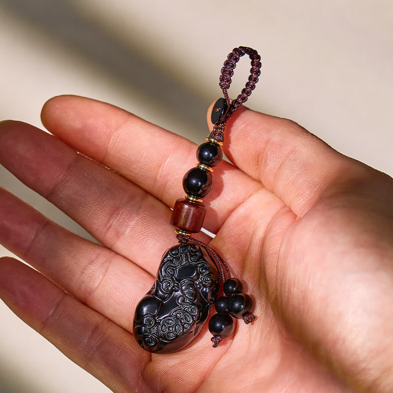 FuAttract Jade & Black Obsidian Pixiu Keychain – Harmony Protection & Wealth Energy - Black Obsidian - image 11