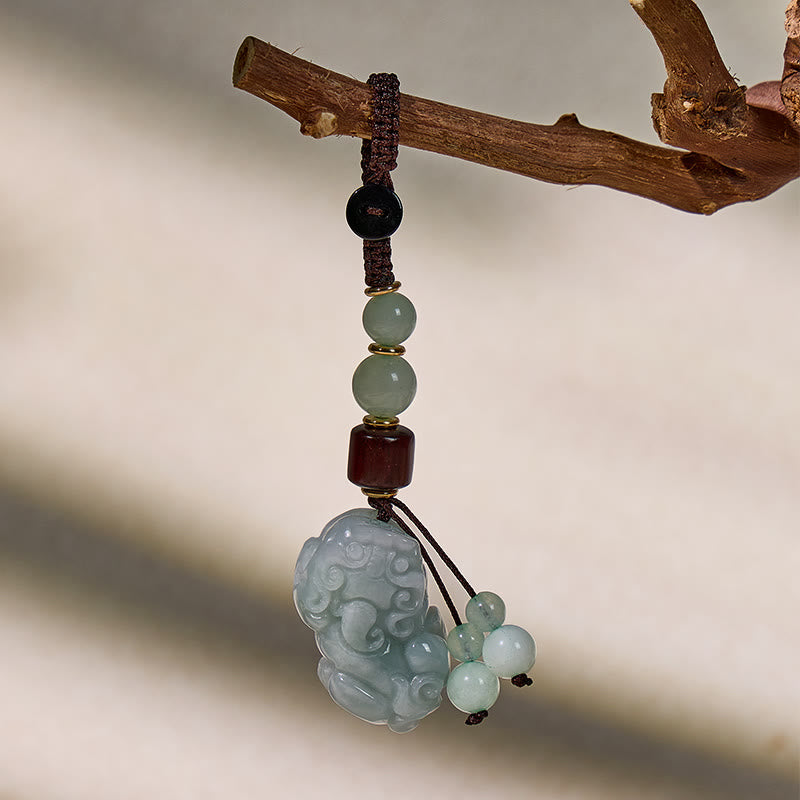 FuAttract Jade & Black Obsidian Pixiu Keychain – Harmony Protection & Wealth Energy - image 1