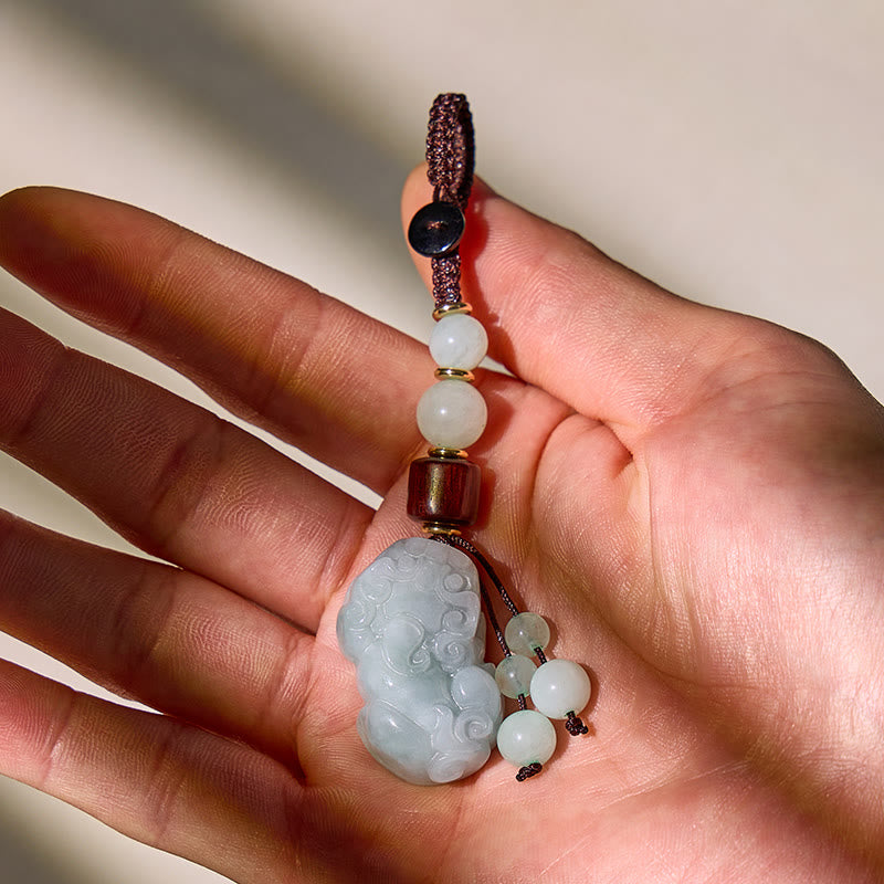 FuAttract Jade & Black Obsidian Pixiu Keychain – Harmony Protection & Wealth Energy - Jade - image 0