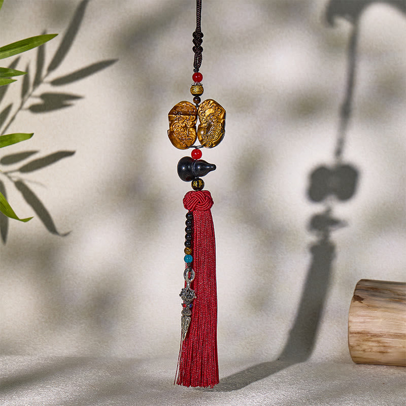FuAttract Tiger's Eye Pixiu Car Hanging Decor – Courage & Wealth Protection Energy - Red Tassel - image 7