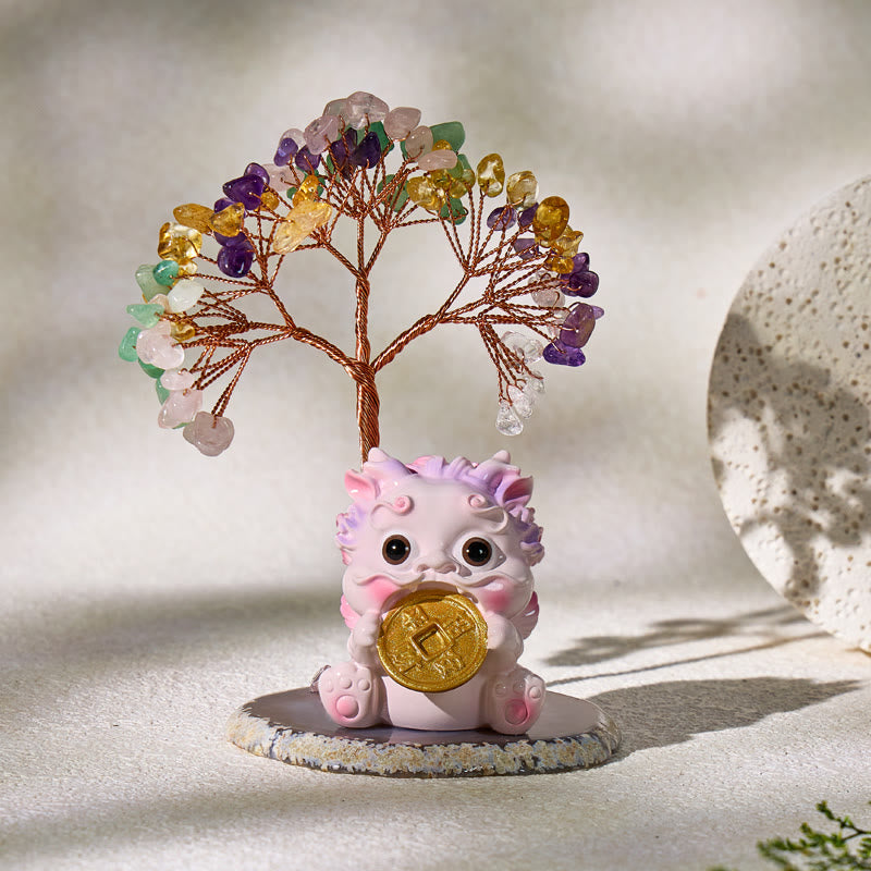 FuAttract Seven Chakra Crystal Agate Pixiu Ornament – Balance & Wealth Attraction - Pink - image 0