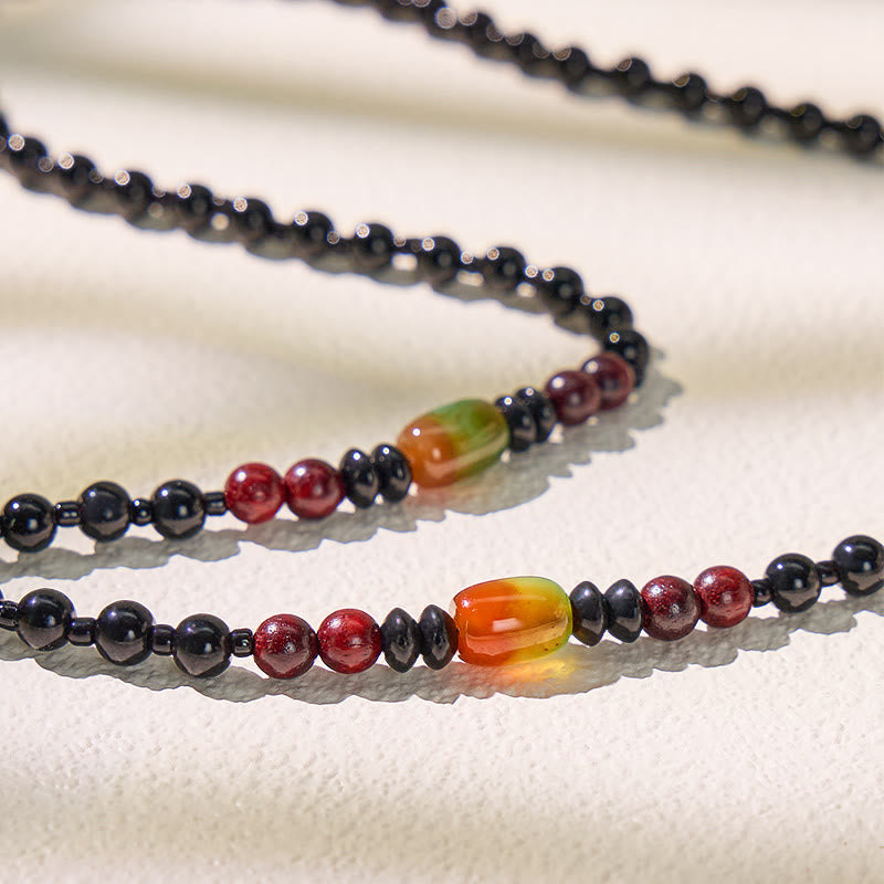 FuAttract Peacock Agate Black Onyx Pixiu Mantra Necklace – Protection & Wealth Energy - image 5