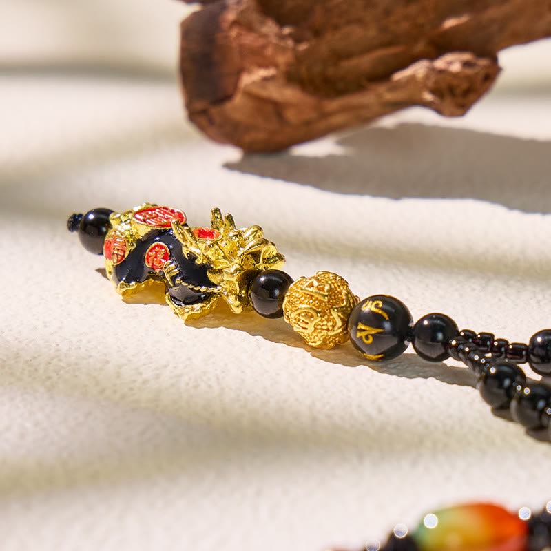 FuAttract Peacock Agate Black Onyx Pixiu Mantra Necklace – Protection & Wealth Energy - image 4