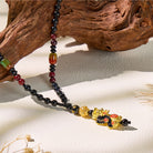 FuAttract Peacock Agate Black Onyx Pixiu Mantra Necklace – Protection & Wealth Energy - Pixiu - image 0