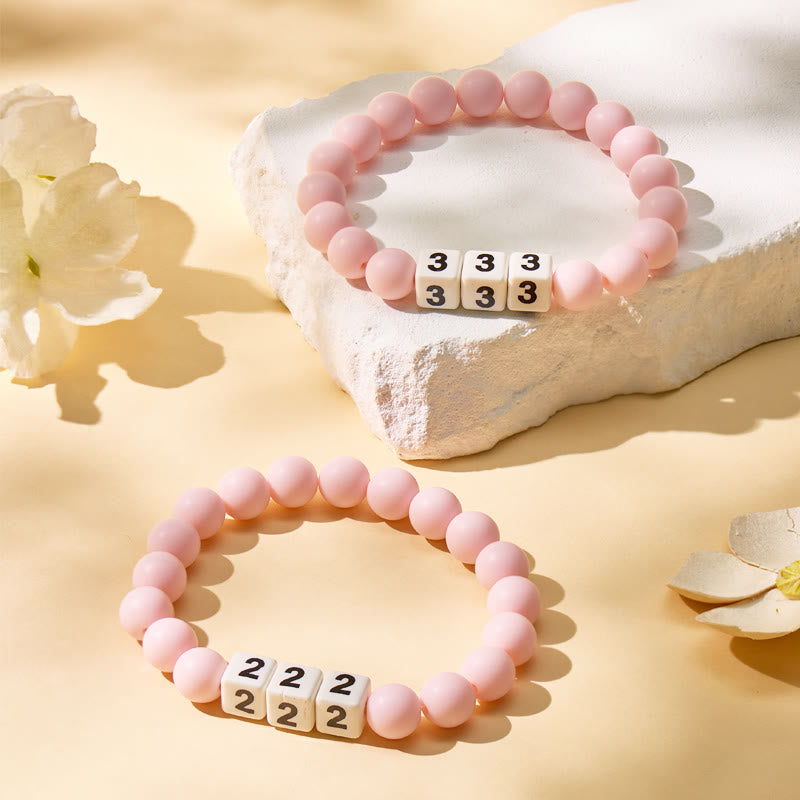 FuAttract Destiny & Emotional Balance Angel Numbers Pink Matte Ceramic Bracelet - 222 - image 6