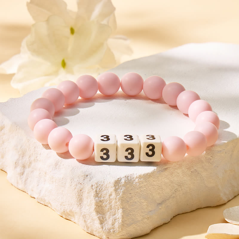 FuAttract Destiny & Emotional Balance Angel Numbers Pink Matte Ceramic Bracelet - 333 - image 0