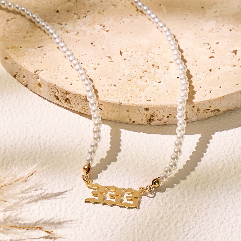 FuAttract Angel Numbers Pearl Stainless Steel Necklace – Destiny Strength & Vitality - image 4