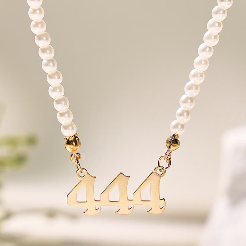 FuAttract Angel Numbers Pearl Stainless Steel Necklace – Destiny Strength & Vitality - 444 - image 8