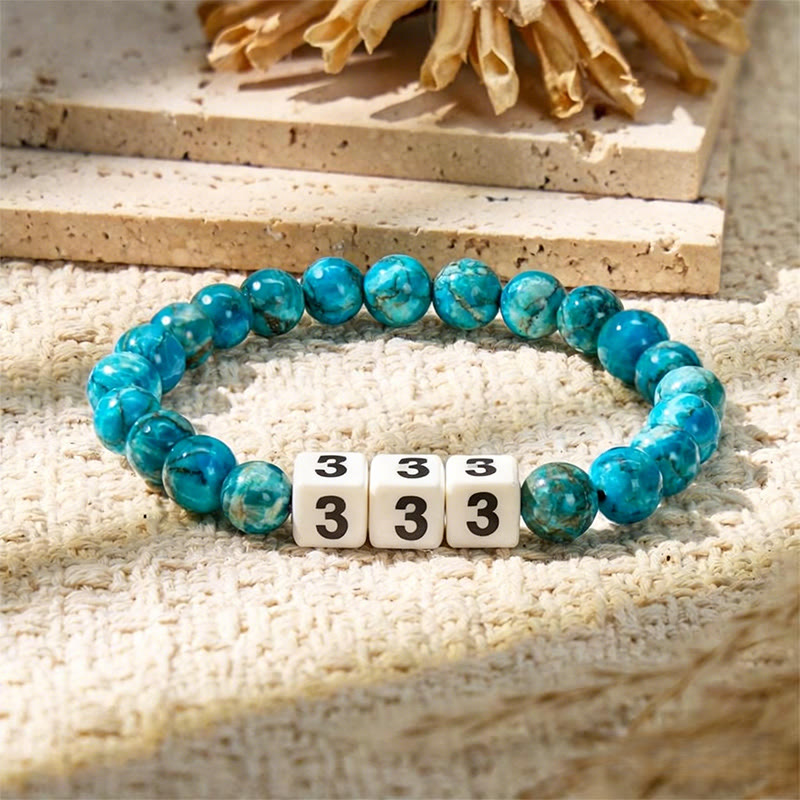 FuAttract Destiny Guidance Calm Clarity Blue Turquoise & Ceramic Angel Numbers Bracelet - 333 - image 12