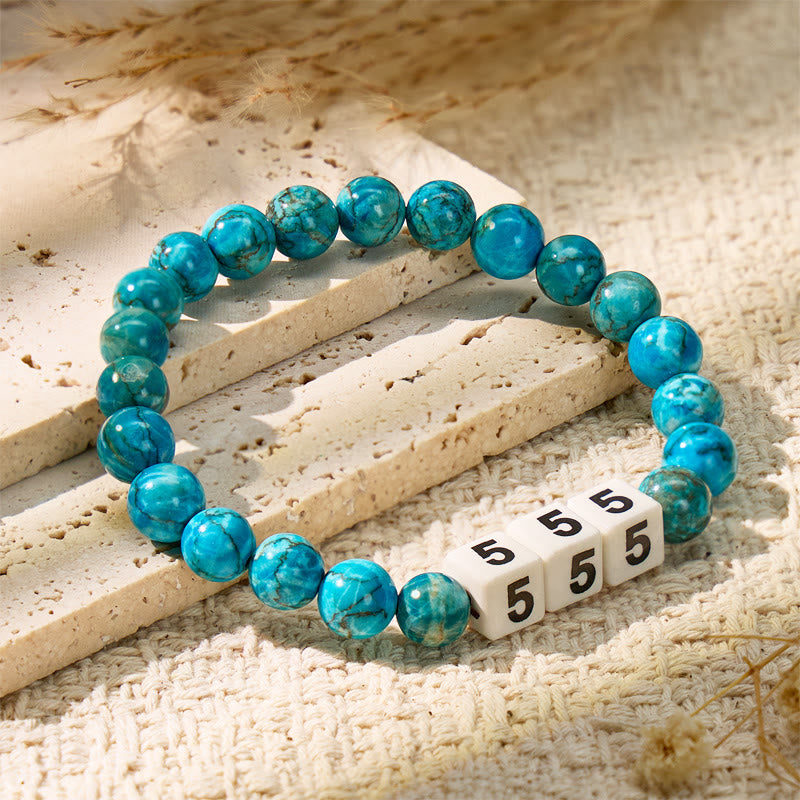 FuAttract Destiny Guidance Calm Clarity Blue Turquoise & Ceramic Angel Numbers Bracelet - image 2